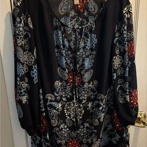 Floral Black and Red Blouse